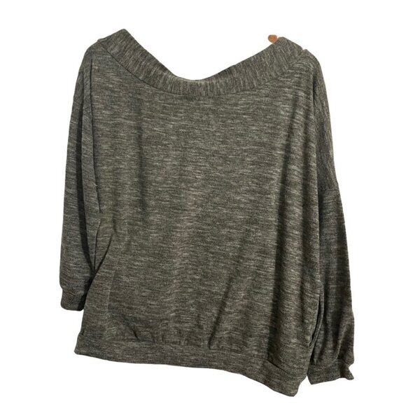 Altar'd State Womens Space Dye Green Asymmetrical Off Shoulder Sweatshirt Small - Picture 6 of 6